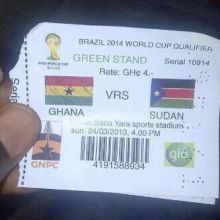 صورة من تذكرة مباراة السودان وغانا 